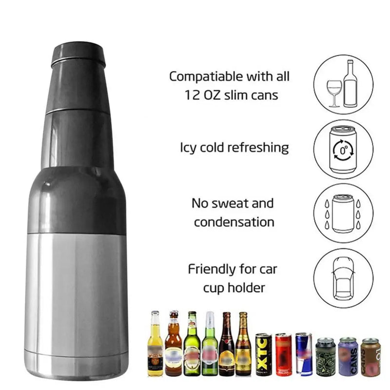 Beer Bottle and Can Cooler with Beer Opener