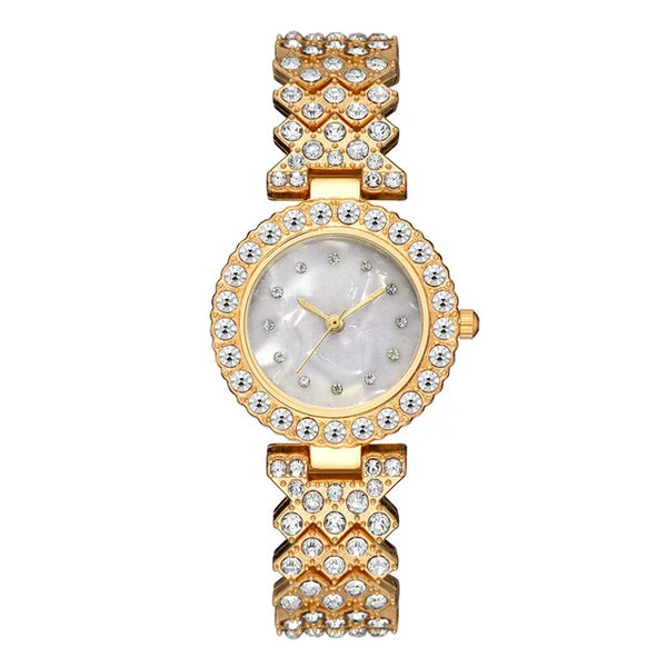 2pcs Set Luxury Women Rose Gold Watch Fashion Ladies Quartz Diamond Wristwatch Elegant Female Bracelet Watches Reloj Mujer