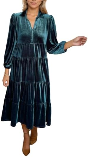 2024 Women's Christmas V Neck Velvet Dress