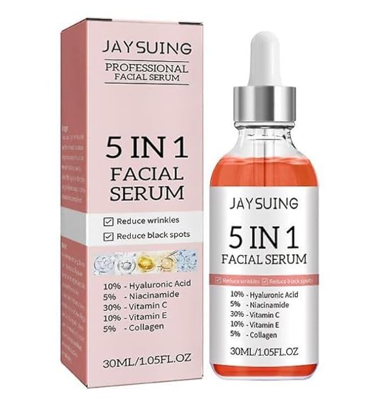 5 In 1 Vitamin C Hyaluronic Acid - Boost Skin Collagen, Hydrate & Plump Skin, Anti Aging & Wrinkle Facial Serum