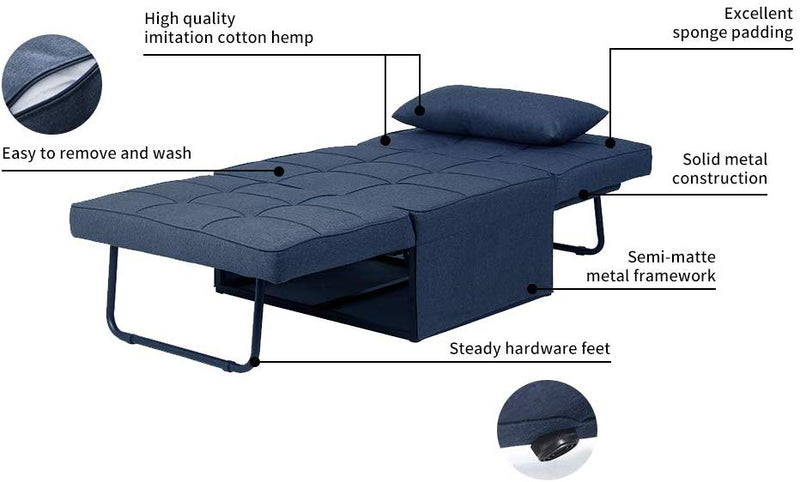 Ainfox Folding Sofa Bed, 4 in 1 Daybeds Ottoman Chair Lounge Couch for Guest Sleeper, Suitable for Modern Living Room, Bedroom, Twin Size