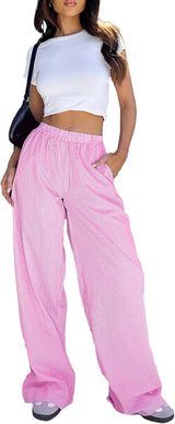 2024 Newest Women Cotton Striped Lounge Pants