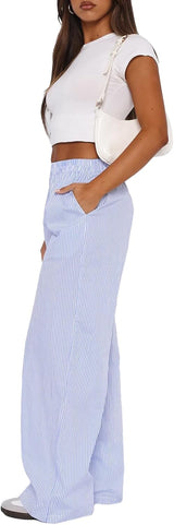 2024 Newest Women Cotton Striped Lounge Pants