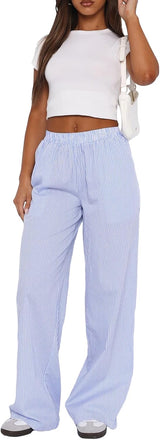 2024 Newest Women Cotton Striped Lounge Pants