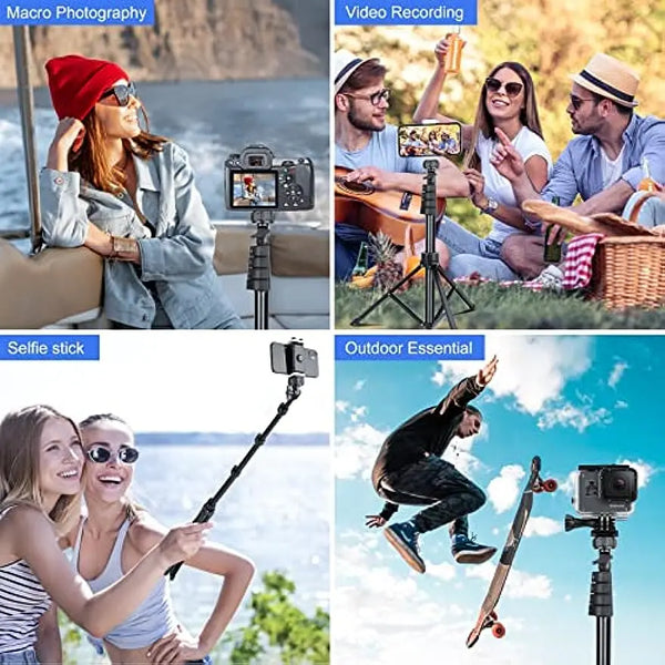 62"📱New upgraded 6-in-1 selfie stick - with fill light, Bluetooth remote control