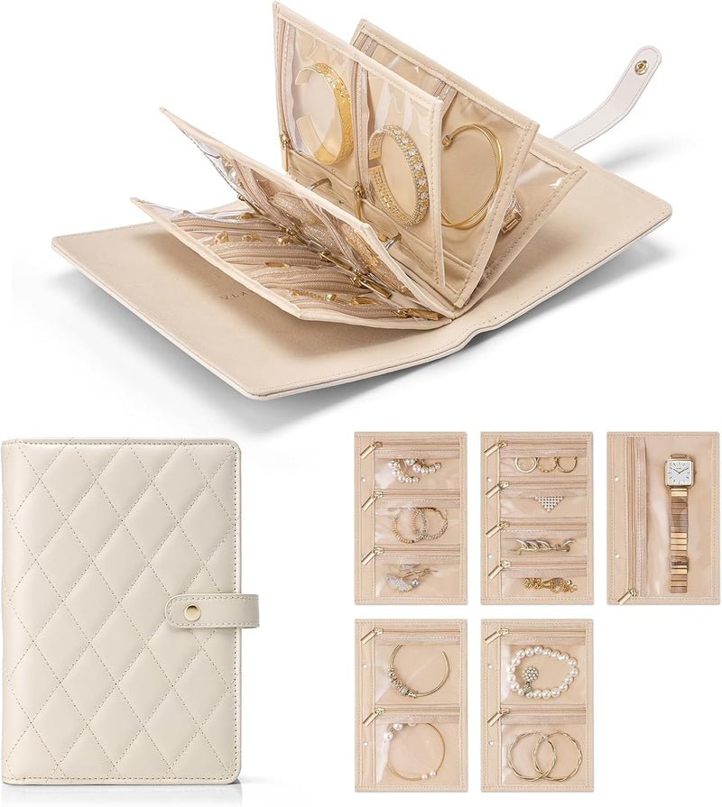 Luxury Leather Portable Jewelry Storage Book