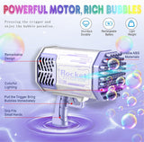 Bubble Machine Bazooka with 69 Holes and Colorful Lights Bubble Maker Machine