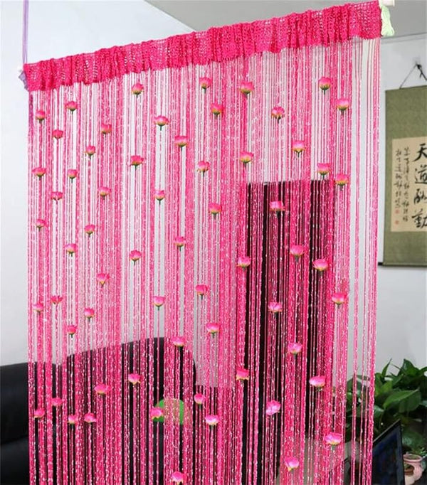 💥Rose Flower tassel Curtain(No-drill Velcro install)