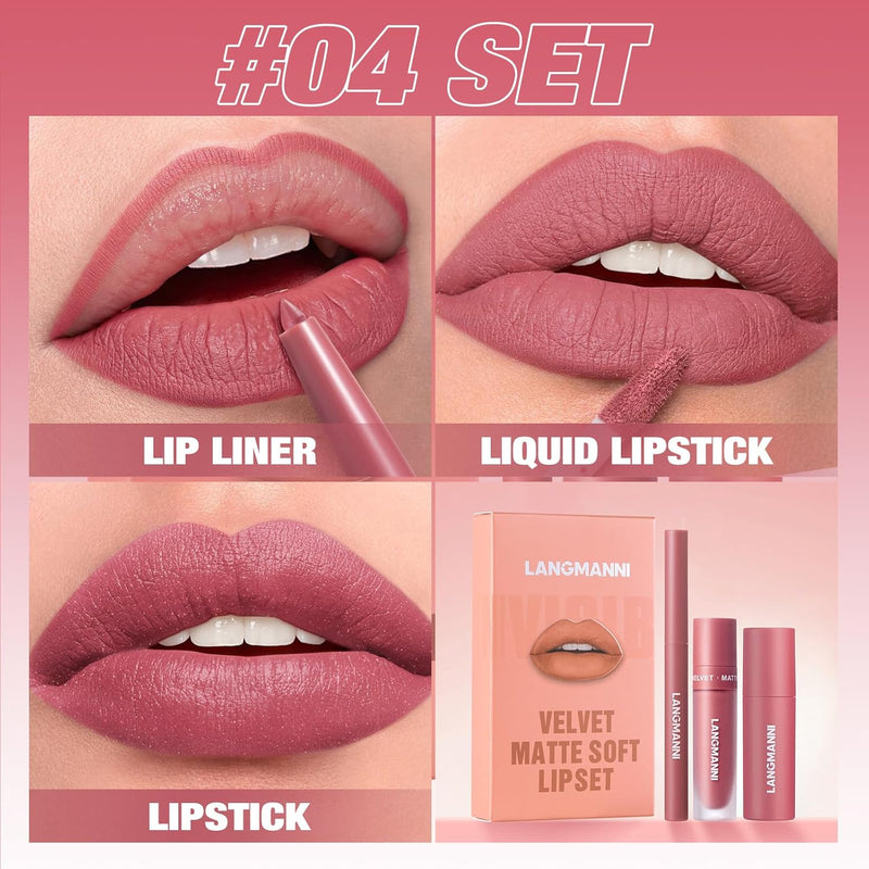 Six-color Lip Set Lip Liner Lipstick Liquid Lipstick Set