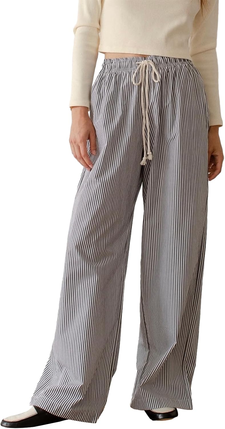 2024 Newest Women Cotton Striped Lounge Pants