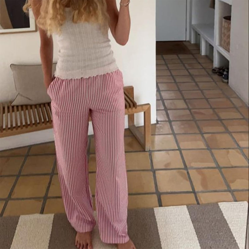 2024 Newest Women Cotton Striped Lounge Pants