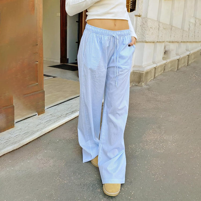 2024 Newest Women Cotton Striped Lounge Pants