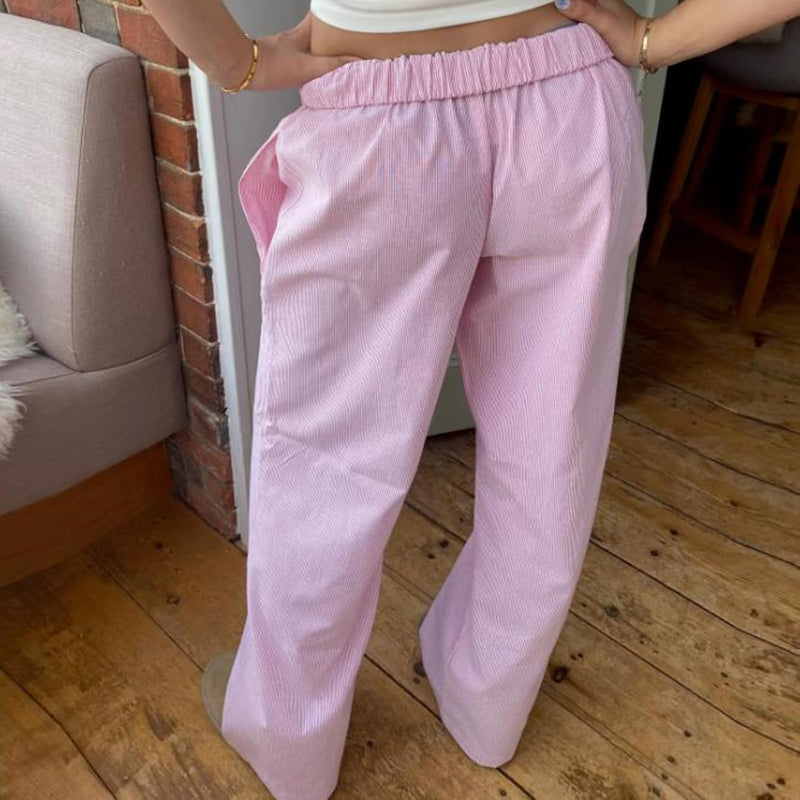 2024 Newest Women Cotton Striped Lounge Pants