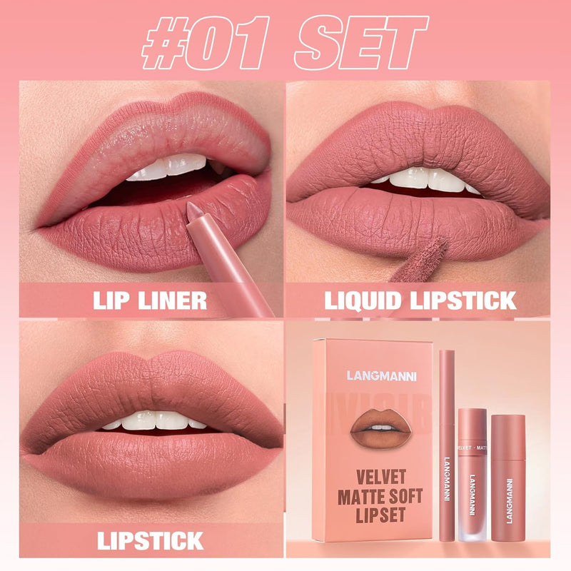 Six-color Lip Set Lip Liner Lipstick Liquid Lipstick Set