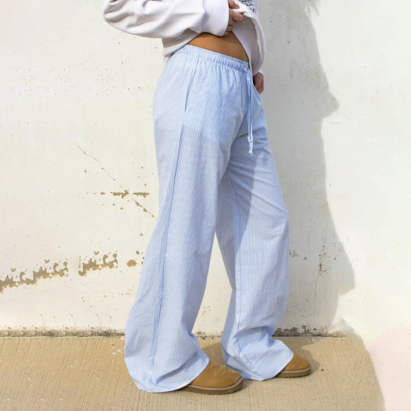 2024 Newest Women Cotton Striped Lounge Pants