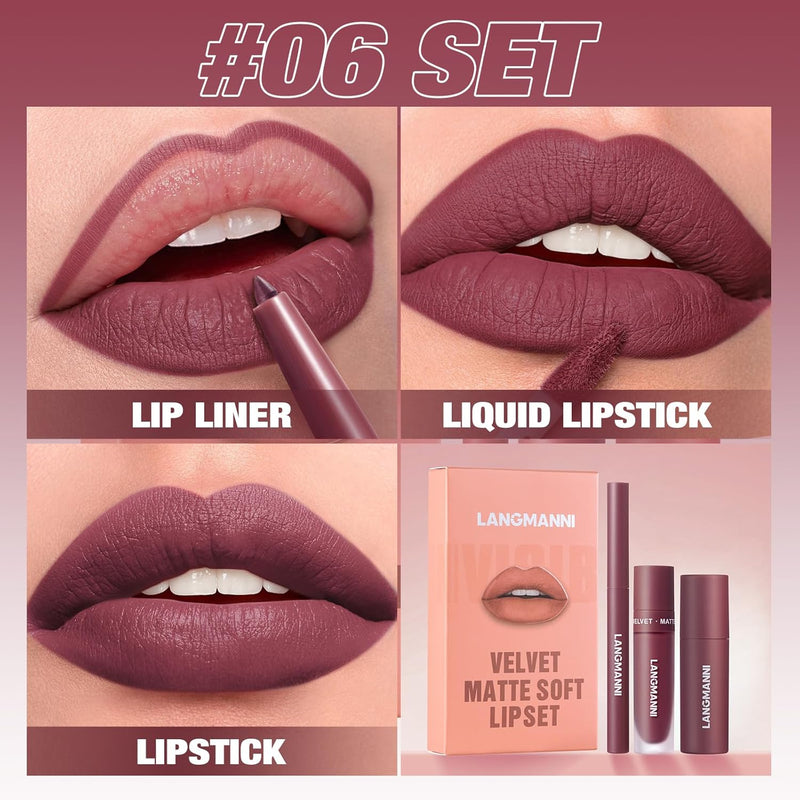 Six-color Lip Set Lip Liner Lipstick Liquid Lipstick Set