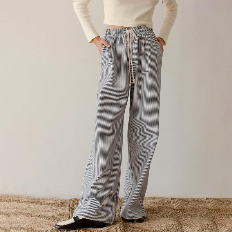 2024 Newest Women Cotton Striped Lounge Pants