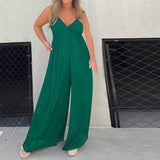 🔥V-Neck Effortless Wide Leg Jumpsuit