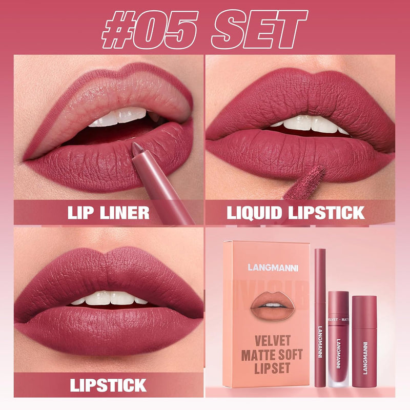 Six-color Lip Set Lip Liner Lipstick Liquid Lipstick Set