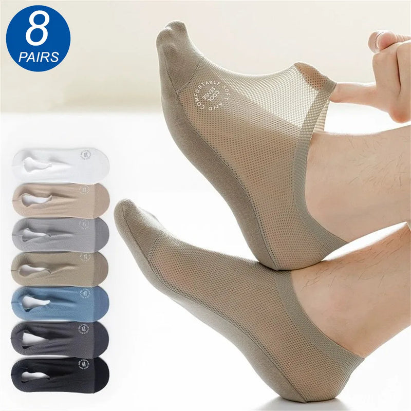 8 Pairs Ultra Thin Liner Socks Non Slip No Show Socks