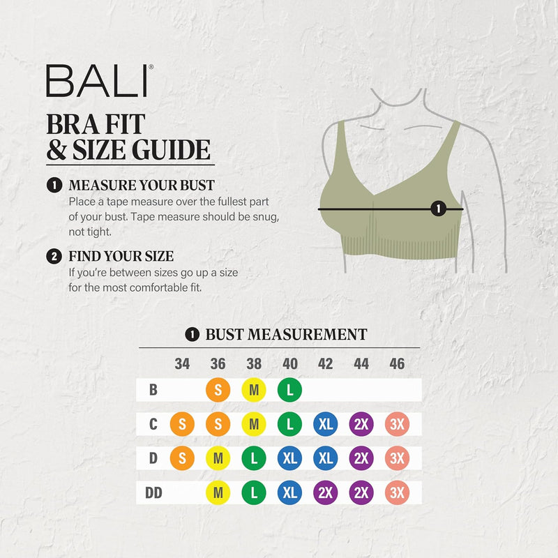 Bali Women's Breathe Modal T-Shirt Bra, Breathable Wireless Bra, Full-Coverage Convertible Bra