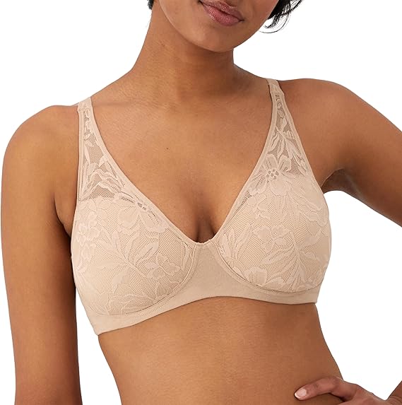 Bali Women's Breathe Modal T-Shirt Bra, Breathable Wireless Bra, Full-Coverage Convertible Bra