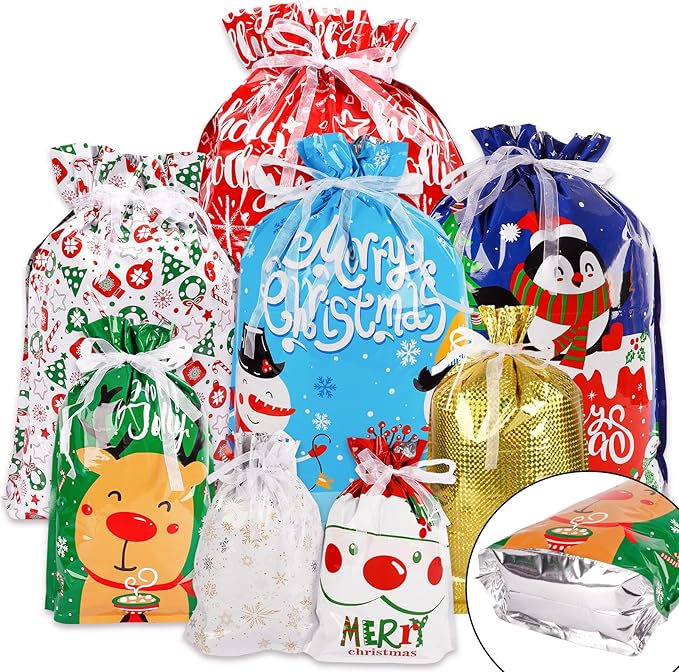 🔥🔥Last Day Hot Sales-49% OFF-Christmas Drawstring Candy Bags Gift Packaging Creative Gift Bags🎀