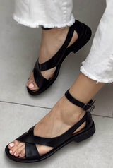 2024 Chic Cross Leather Buckle Sandals