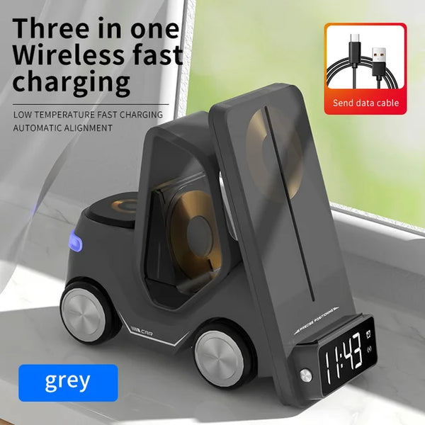 Forklift Inspired 3-in-1 Wireless Charging Station with Clock & Ambient Light【FREE SHIPPING ONLY TODAY】