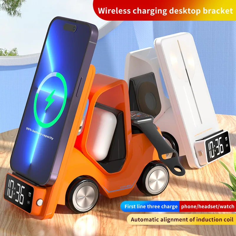 Forklift Inspired 3-in-1 Wireless Charging Station with Clock & Ambient Light【FREE SHIPPING ONLY TODAY】