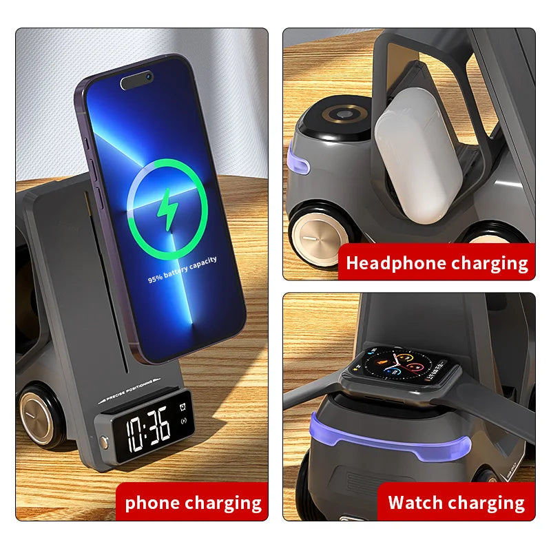 Forklift Inspired 3-in-1 Wireless Charging Station with Clock & Ambient Light【FREE SHIPPING ONLY TODAY】