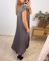 omen Pleated Simple Solid Colour Dress