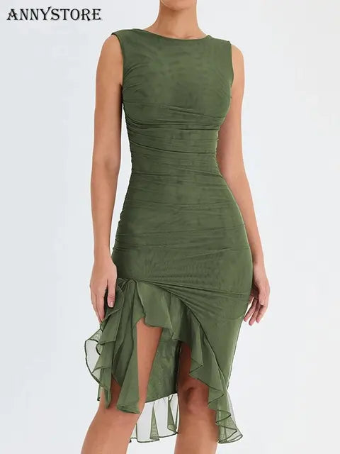 RUFFLE MIDI DRESS - BUY 2 FREE SHIPPING