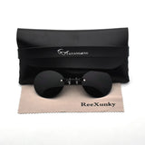 Ultralight Rimless Retro Round Clip On Nose Sunglasses