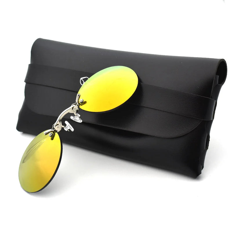 Ultralight Rimless Retro Round Clip On Nose Sunglasses