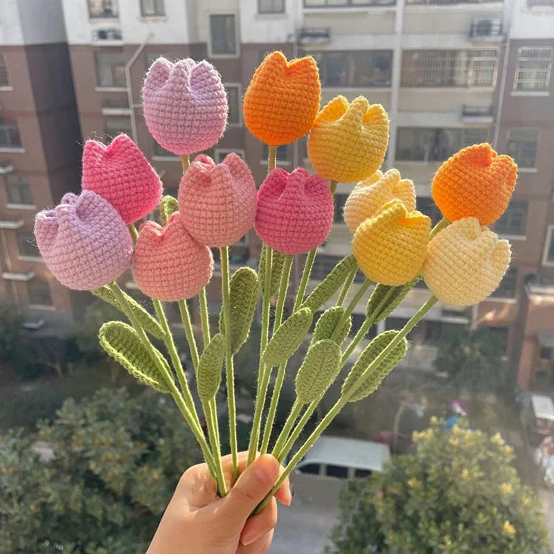 🌹🎀yarn knitted flowers