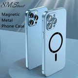 Magnetic Charging Aluminium Metal Bumper Matte Case Cover for iPhone