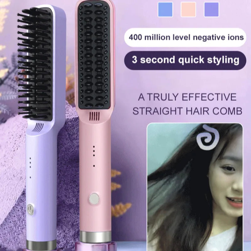 Portable Cordless Mini Hair Straightening Comb