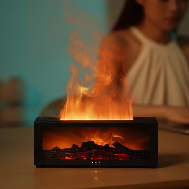 💥Exempt from postage💥3D Flame Fireplace Humidifier Atmosphere Light