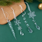 5/10Pcs Hanging Acrylic Snowflake Icicle Ornaments with Drop Pendants