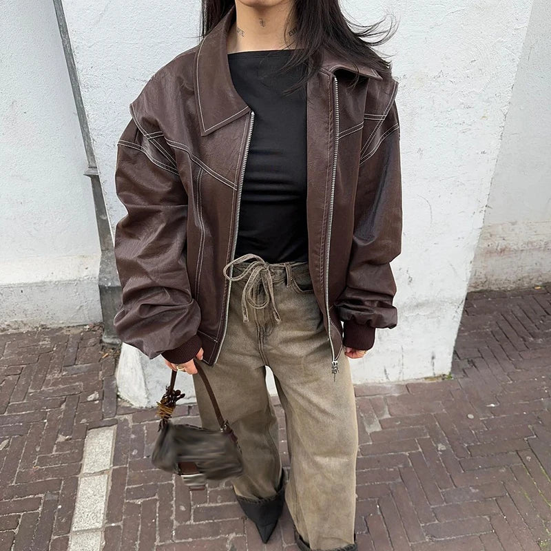 Oversized leather jacket