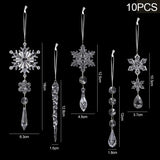 5/10Pcs Hanging Acrylic Snowflake Icicle Ornaments with Drop Pendants