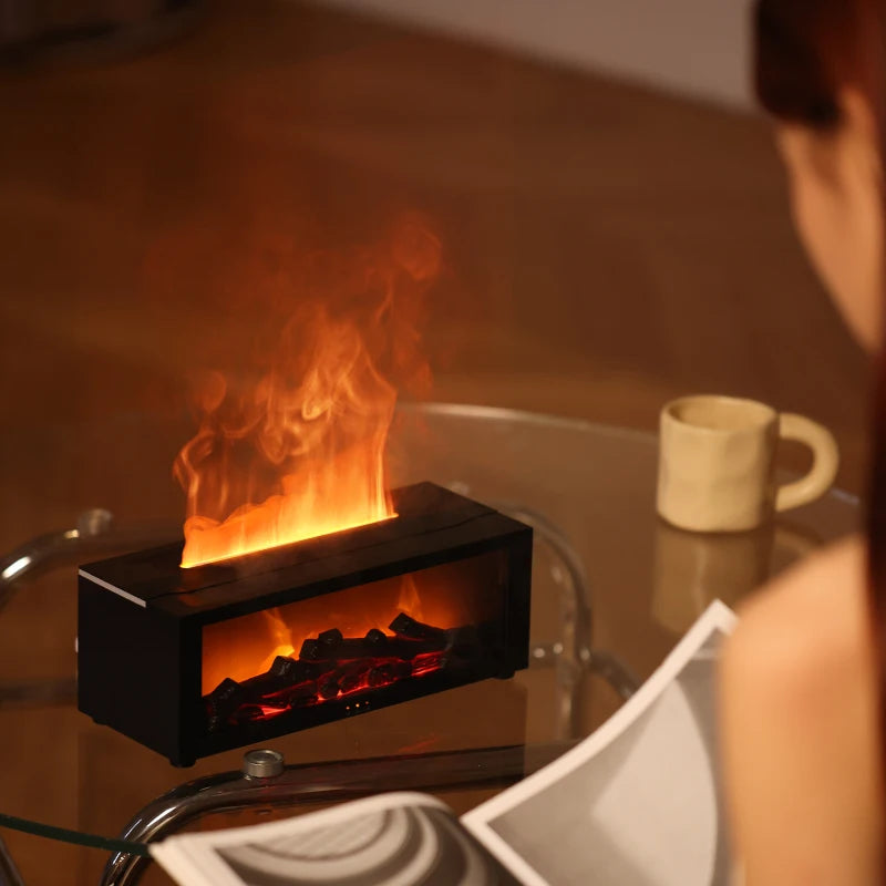 💥Exempt from postage💥3D Flame Fireplace Humidifier Atmosphere Light