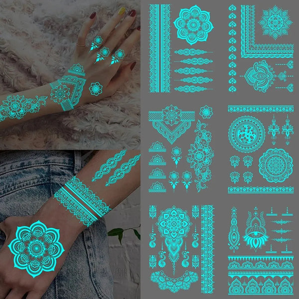 🔥Waterproof Blue Luminous Butterfly Tattoo Stickers - Temporary Body Art for Music Festivals & Parties