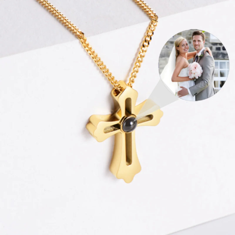 Cross Necklace with Bible Verse for Women Projection Necklace