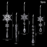 5/10Pcs Hanging Acrylic Snowflake Icicle Ornaments with Drop Pendants