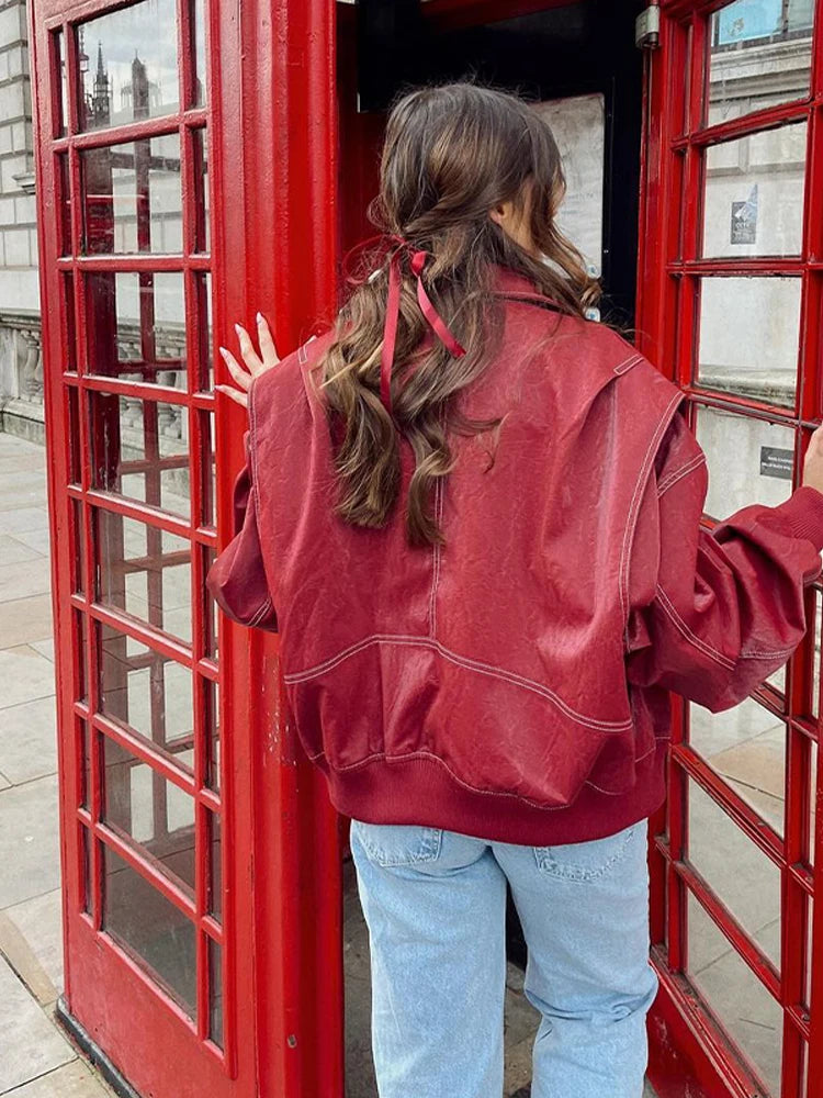 Oversized leather jacket