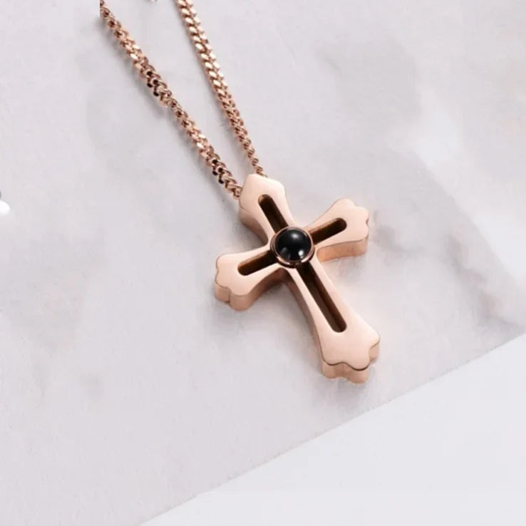 Cross Necklace with Bible Verse for Women Projection Necklace