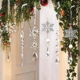 5/10Pcs Hanging Acrylic Snowflake Icicle Ornaments with Drop Pendants