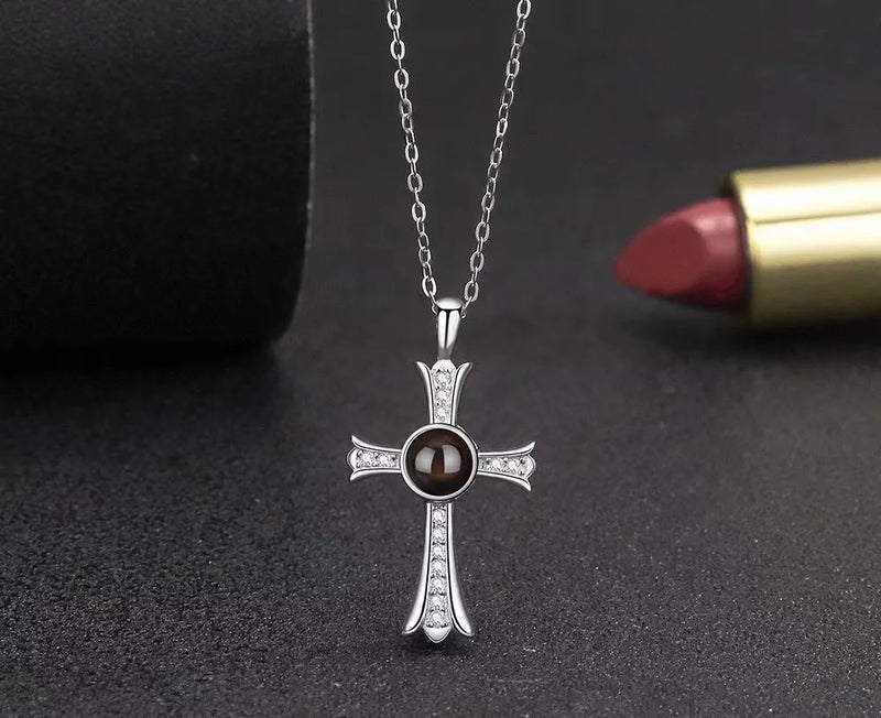 Cross Necklace with Bible Verse for Women Projection Necklace